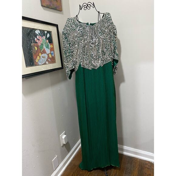 ZENITH Fashions Green and Silver Sequin Maxi Dress PLUS SIZE 3X Formal Gown - Picture 15 of 15